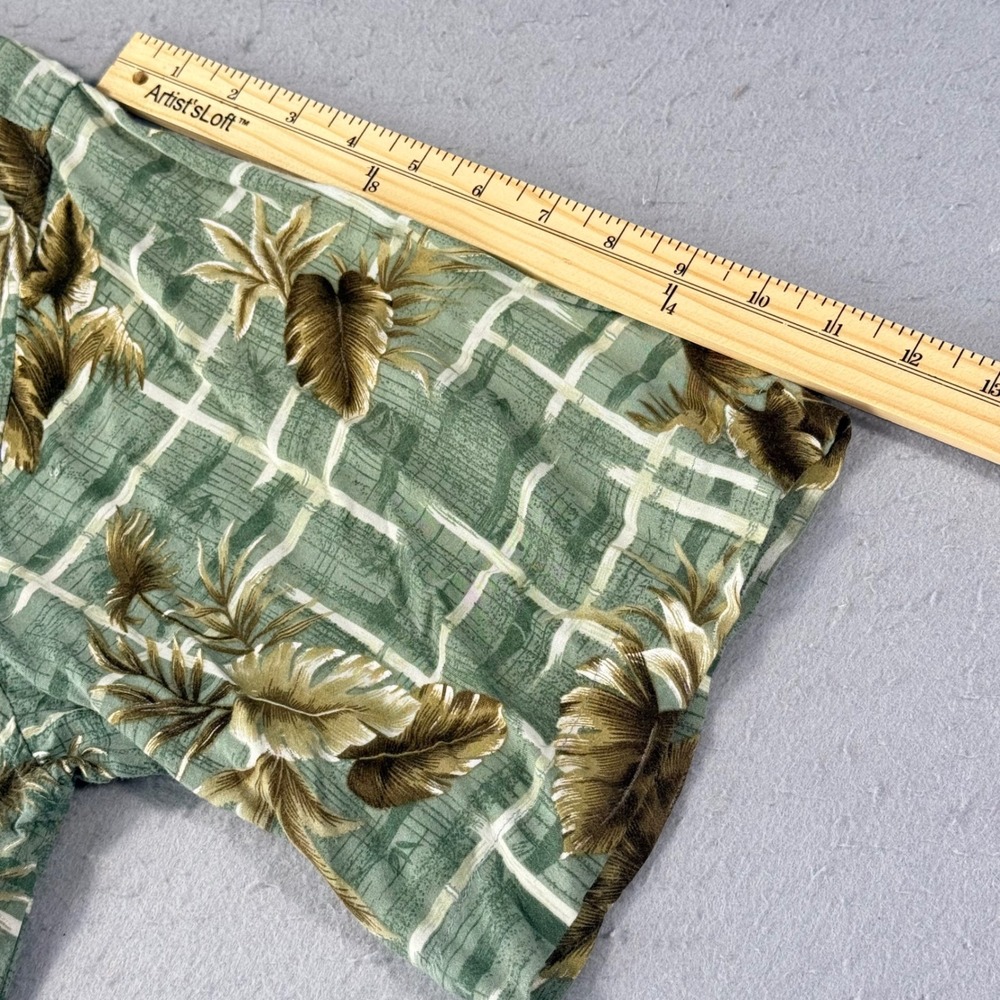 Covington Mens XL Tropical Palm Leaf Bamboo Print Rayon Button Up Shirt Green - Picture 6 of 8